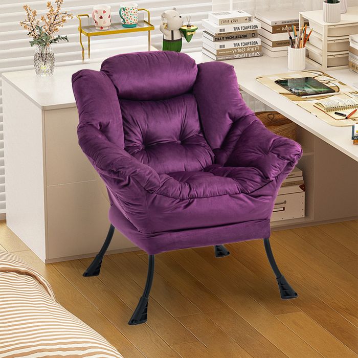 Fauteuil lounge structure métal avec poche latérale chaise de relaxation confortable pour salon et chambre 75x80x85 cm