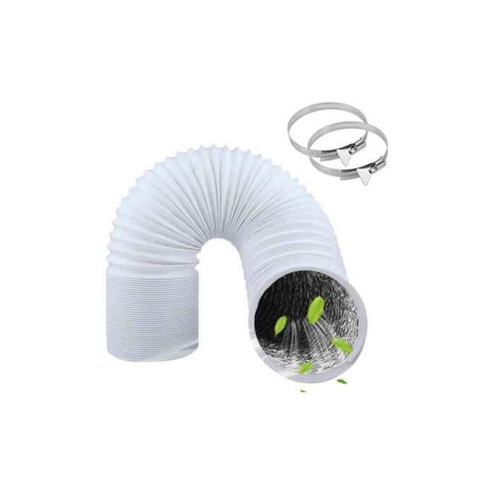 Tuyau évacuation 125 mm x 3 m alu + 2 colliers – pour clim déshumidif extracteur