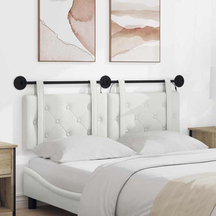 vidaXL Tête de lit suspendue Avec lumière LED Blanc Simili cuir 3424186