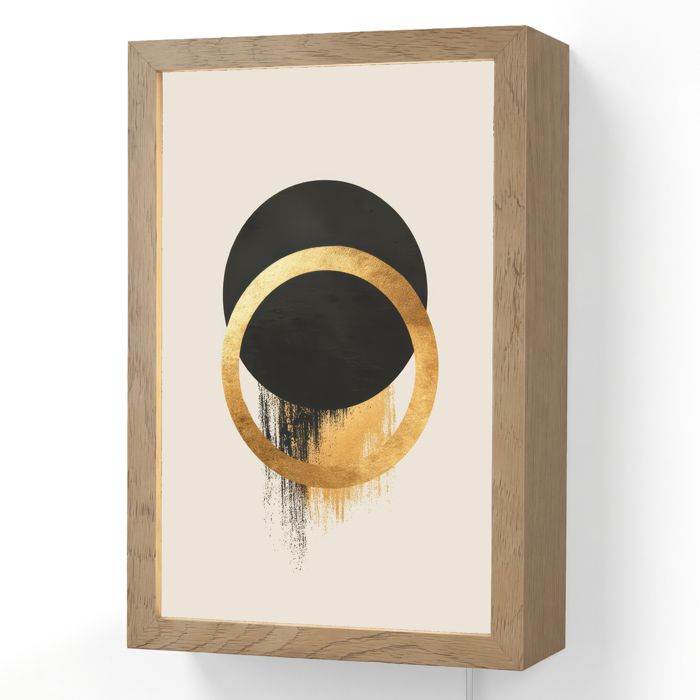 Applique Murale LED - Lampe de Chevet Murale Design - Motif Dessin abstrait - Cercle noir - Taches 20x30 cm Couleur Crème - OnlyWow