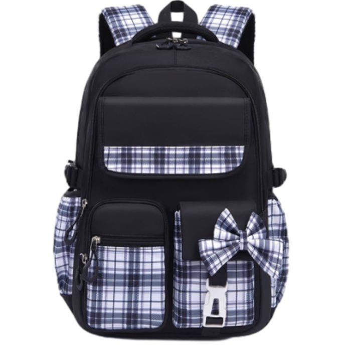 Sac à Dos Fille Nœud Carreaux Y2K Esthétique Cartable Kawaii pour École - M Aucunely