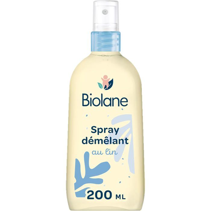 Spray Démêlant Bébé-Démêle efficacement-Facilite le coiffage-Sans Rincage-Lin Français-98% dorigine naturelle-200ml
