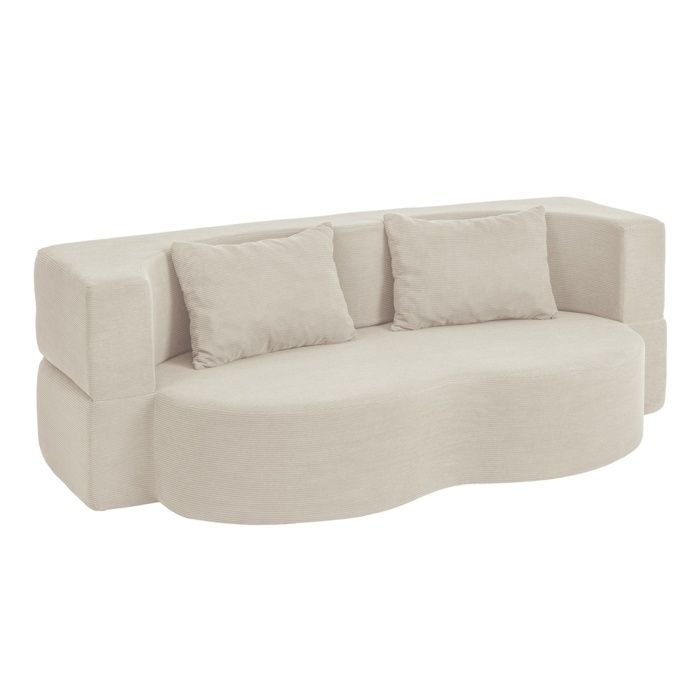 Canapé-lit convertible beige en velours côtelé - SoBuy - 2 coussins inclus - 177×107×32 cm - Capacité de charge 227 kg Canapé-lit convertible beige en velours côtelé - SoBuy - 2 coussins inclus - 177×107×32 cm - Capacité de charge 227 kg