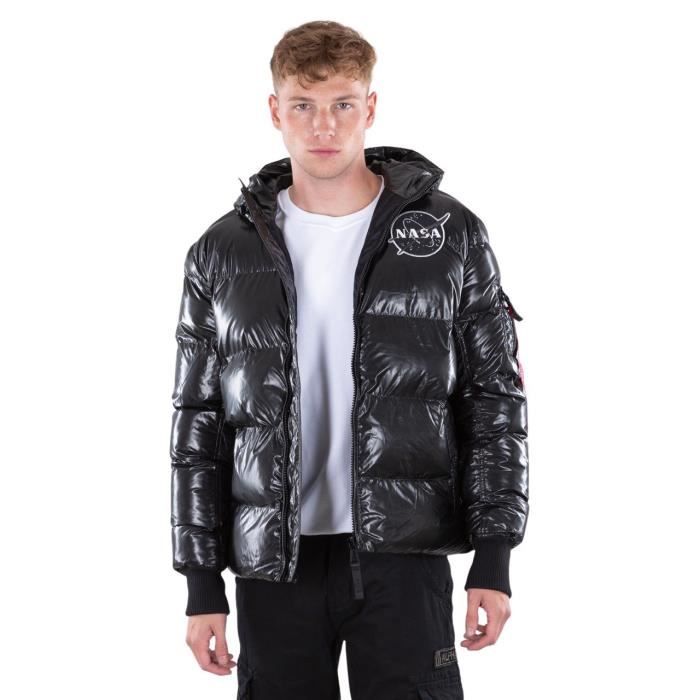 Doudoune capuche Alpha Industries NASA Metallic FD noir noir