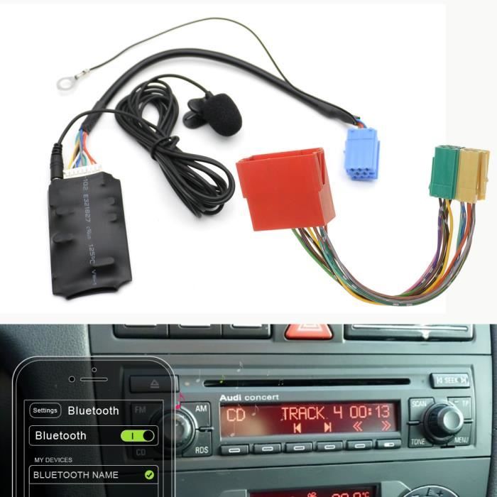 Voiture Bluetooth 5.0 AUX mains libres 8 broches adaptateur A2DP musique câble d'entrée Audio pour Audi A3 8L 8P A4 B5-B7 A6 4B A8