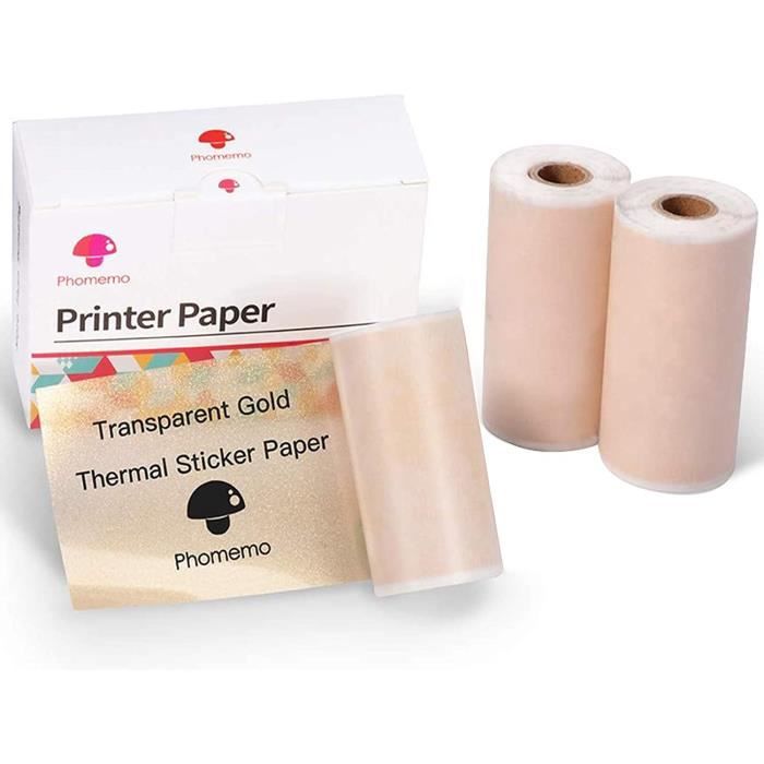 Phomemo Lot de 3 rouleaux de papier autocollant pour imprimante Phomemo  M02, M02S, M02 Pro - Blanc - 53 mm de large