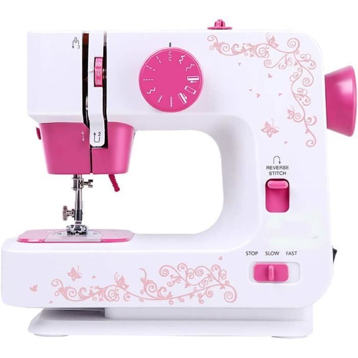 Mini Machine à Coudre Portable - 2 Vitesses, Facile à Utiliser, Idéale Pour Réparations Rapides, DIY Et Voyages (Rose)