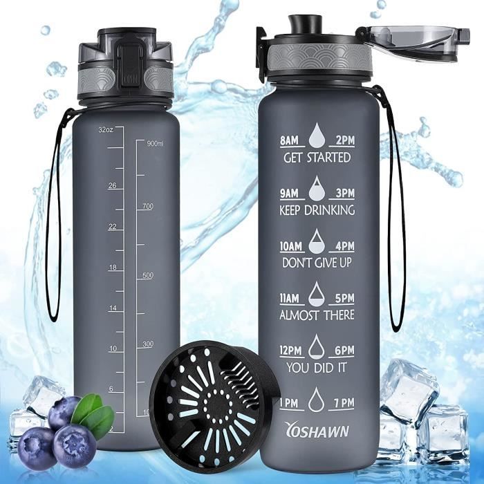 Gourde Sport HydroPal 1L - Avec Marqueurs De Temps Motivants - Sans BPA, Idéale Pour Fitness, Bureau