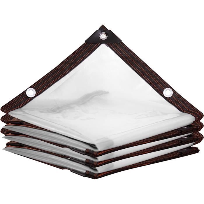 Bâche Transparente Extérieure 2x2m Avec œillets - Imperméable, Résistante Au Vent Et Anti-déchirure - Pour Serre, Balcon, Mobilier