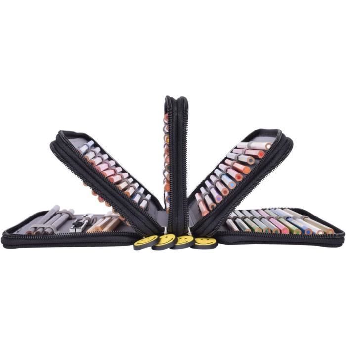 Trousse à Crayons Géante 72 Fentes - Organisateur Pliable En Tissu - Grande Capacité - Noir