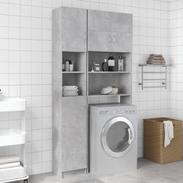 Armoire de salle de bain Gris béton 32x255x190 cm Aggloméré - The Living Store