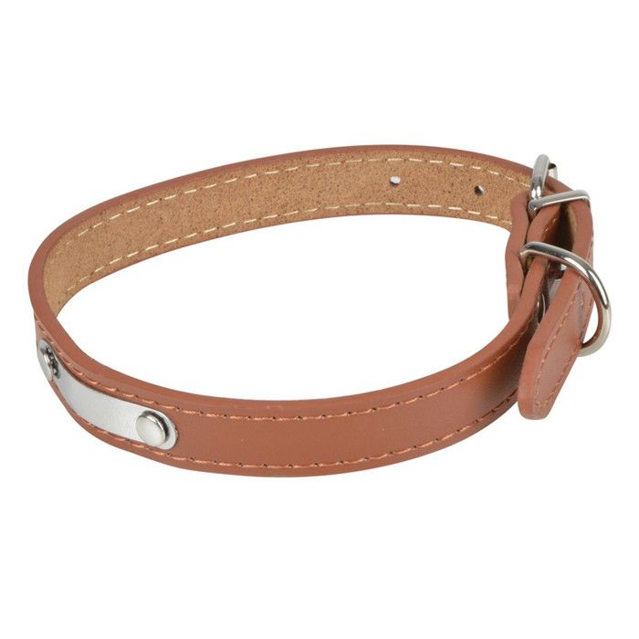 Meilleurs prix pour Collier Pour Chien en Cuir Plaque 50cm Cognac