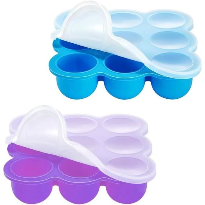 Lot De 2 Bacs à Glaçons En Silicone Avec Couvercle Transparent Pour 9