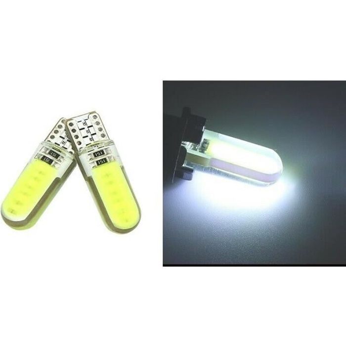Ampoule T10 LED W5W COB 6000K Blanc Xénon Veilleuse Phare Lumière intérieur 12V