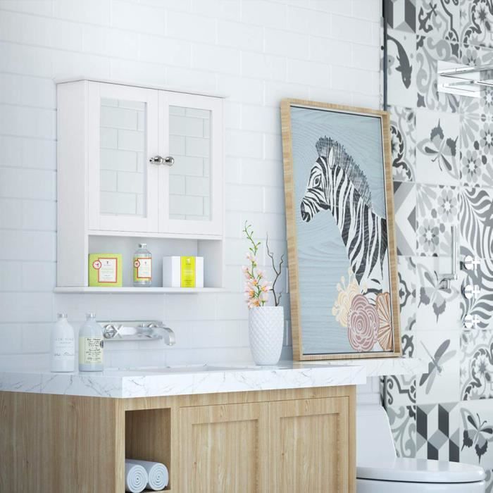 Ts Ideen Garderobe Murale Couloir Panneau Blanche Avec 4 Crochets 100 X 70 Cm Meubles Cuisine Maison