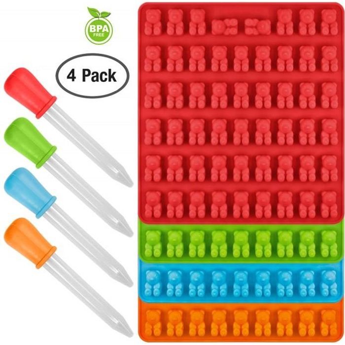 Lot De 4 Moules En Silicone Pour Oursons En Gomme - Pour Bonbons, Chocolat, Glaçons, Gelée