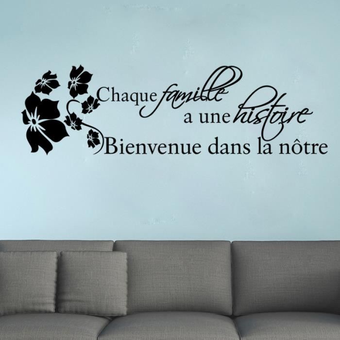 Noir Stickers Muraux Citation Histoire De Famille Taille 130cmx39cm Achat Vente Stickers Cdiscount