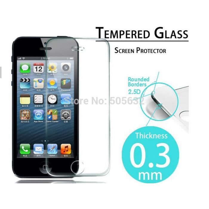 Film de protection écran - iPhone 5/5S/SE - Verre trempé - Transparent - 5x plus résistant