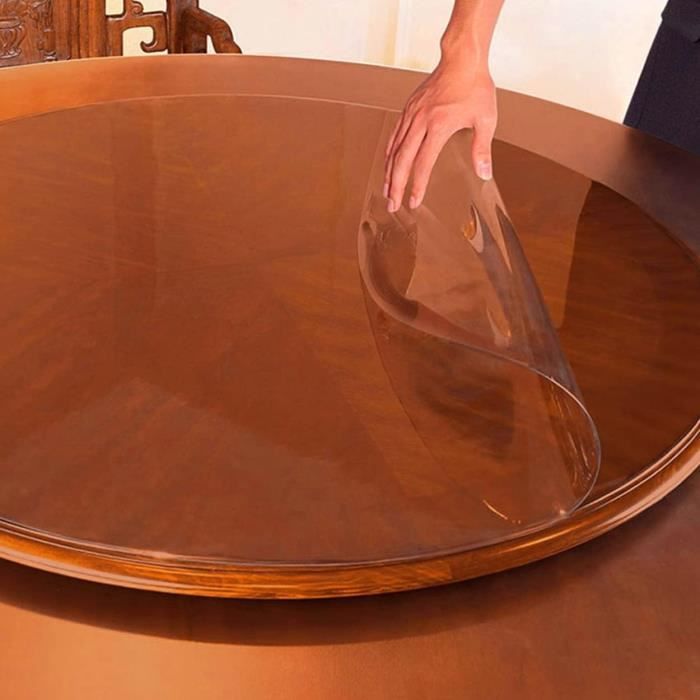 Protège-table Transparent Rond – PVC Imperméable, Résistant à L’huile, Avec Sangle élastique, Pour Intérieur/extérieur