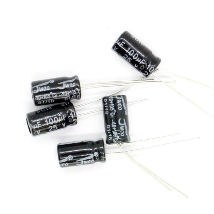 Lot De 3 Condensateurs électrolytiques 100µF 25V - Pour électronique, Neufs