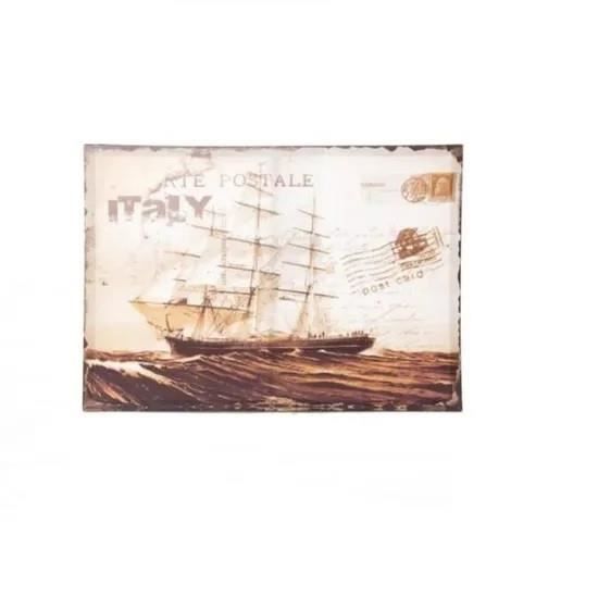 Ancien Seau De Plage En Tôle Lithographiée - Décor Avion Bateau - France 1930