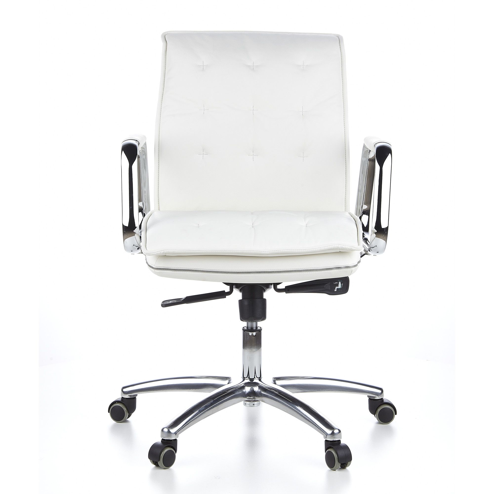 fauteuil de bureau villa 10 - hjh office - cuir nappa ivoire - mécanisme synchrone - accoudoirs