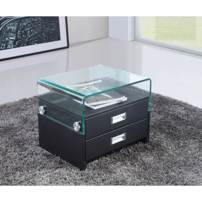 Table De Chevet Design En Simili Cuir Sv Noir Achat Vente