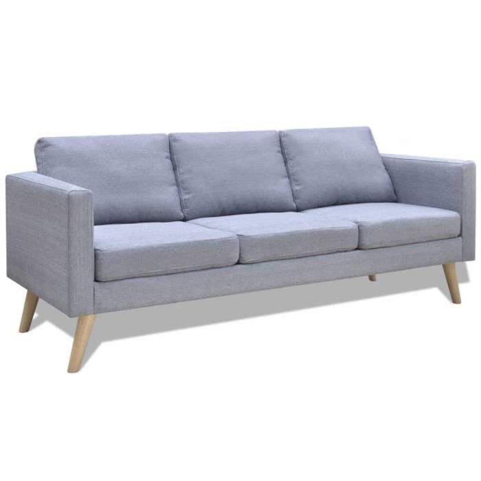 Canapé de Salon MAISON - Canapé à 3 places - Style scandinave - Tissu Gris clair 293512