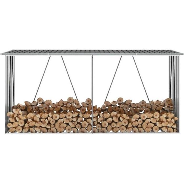 Abri de stockage Abri de Jardin pour range-bûches porte-bûches à bois Acier galvanisé 330x84x152cm Anthracite