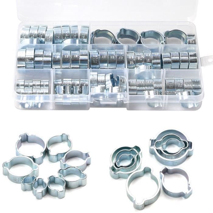 Lot De 40 Colliers De Serrage Double Oreille 34-37 Mm - Brides Tuyaux Acier Zincé Antirouille