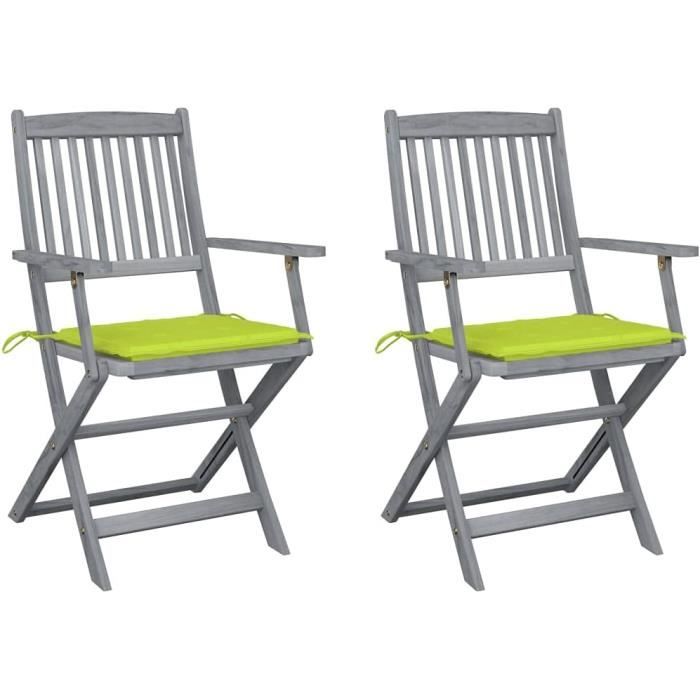 vidaXL 2X Bois d'Acacia Massif Chaises de Jardin Fauteuils de Patio Chaises de Terrasse Fauteuils de Jardin Chaises d' Arrière-Cour Extérieur 