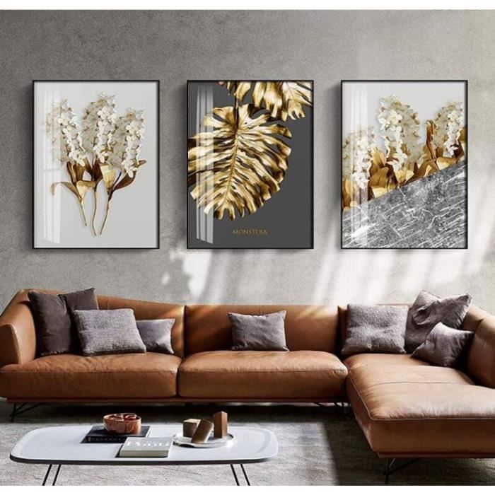 Affiche Toile Moderne - Paysage Doré Abstrait - Décoration Murale Art Déco