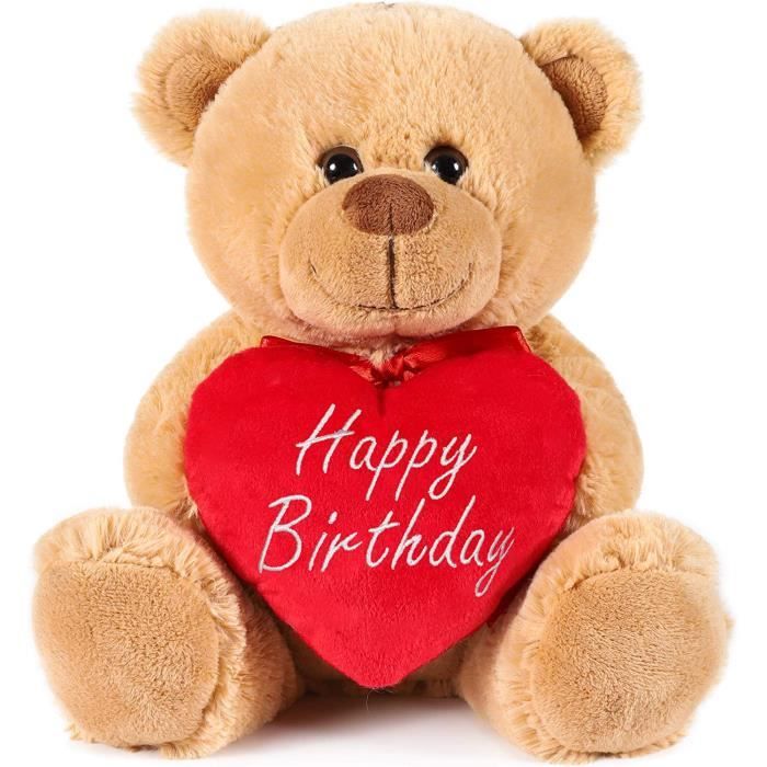 Peluche Douce Ours Nounours C ur Happy Birthday 25 Cdiscount