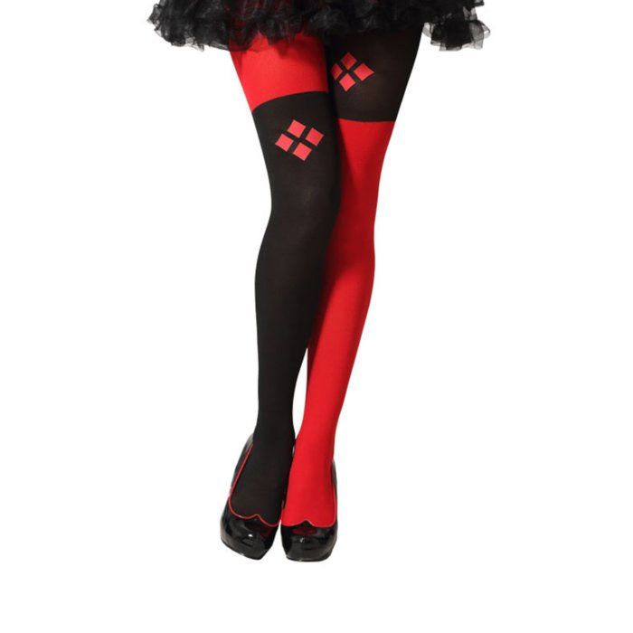 Collant arlequin diabolique rouge et noir femme Rouge