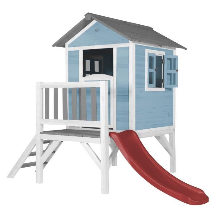 Maison de jeux en bois pour enfants avec toboggan - AXI - Lodge XL - Couleur Bleu - Age à partir de 3 ans