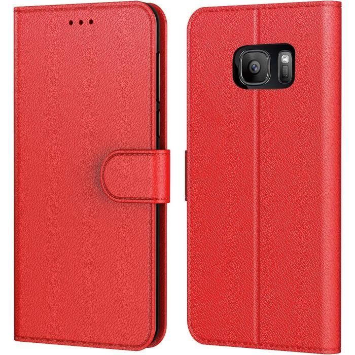 Coque Samsung Galaxy S7 Edge Pochette Protection Premium en Cuir PU Fermeture Magnetique Galaxy S7 Edge 5 5 Pou U Cdiscount Telephonie