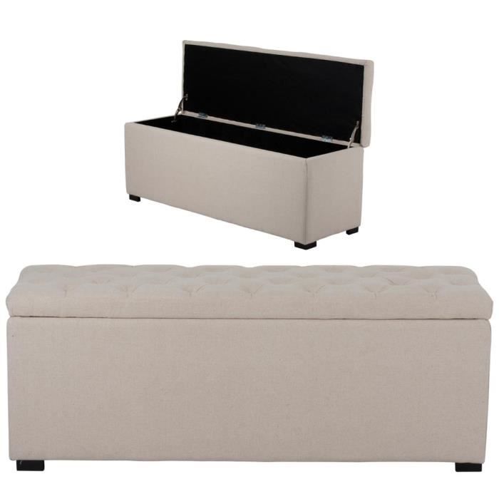 Banquette Coffre Capitonnee Lin Beige L 120cm Achat Vente Banc Cdiscount