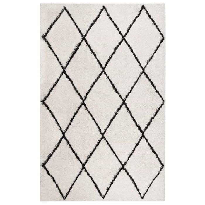 Tapis Shaggy Noir 200x200 Cm à Poils Longs - Polyester Doux Et Moelleux, Antidérapant - Pour Salon, Chambre, Décoration Moderne - 5