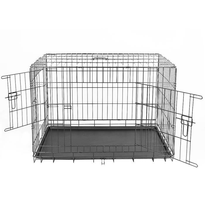 Meilleurs prix pour Cage pour Chien - ERROLVES® - 106x76x71cm - Noir - Pliable - Double porte - Facile à nettoyer
