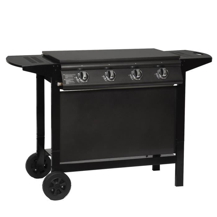 barbecue au gaz redfern 4 bruleurs 14kw noir cdiscount jardin