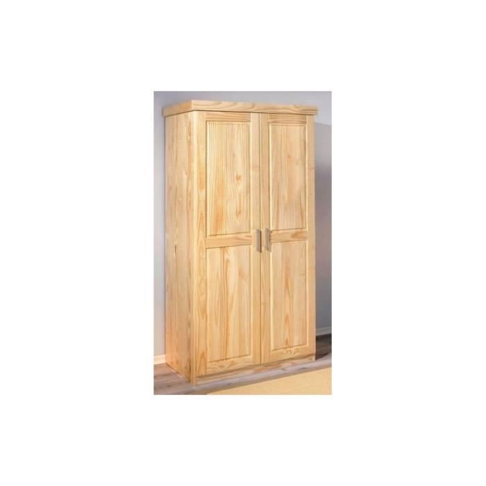 Armoire 2 Portes En Pin Vernis Naturel Paul2 Achat Vente