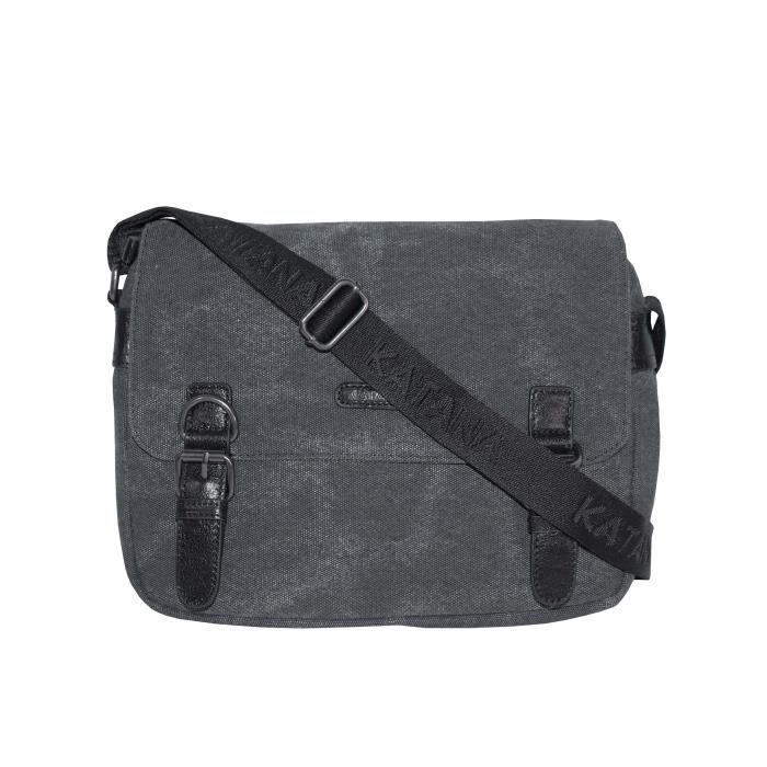 katana sac bandoulière mixte toile garni cuir réf 6582 taille moyenne (3 coul.disp)