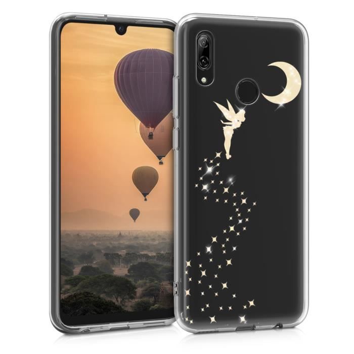Coque Collier Huawei P Smart (2019) Kwmobile - Housse Silicone Avec Cordon Magnolias Rose Clair Blanc Transparent