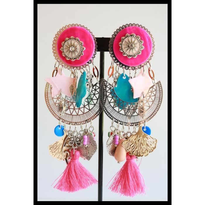 Boucles d'oreilles LOL Bijoux LOLILOTA émail Lune rouge