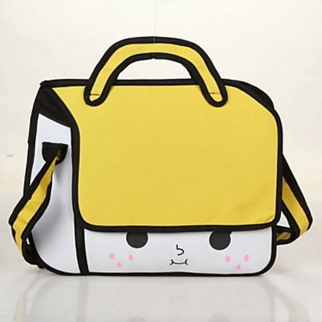 Cartable, Sac ?� Bandouli?�re, Cabas en Nylon ?� fermeture, motif bande dessin?�e pour Femme Jaune 