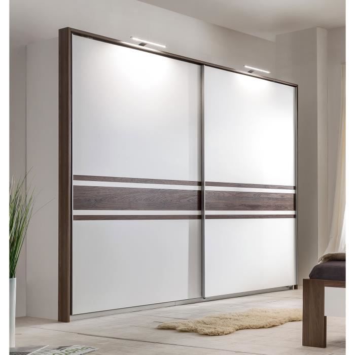 Armoire Design Portes Coulissantes 300 Cm Coloris Blanc Noyer