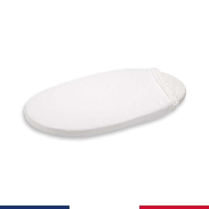 Drap Housse blanc 40x80 cm pour matelas de berceau ovale