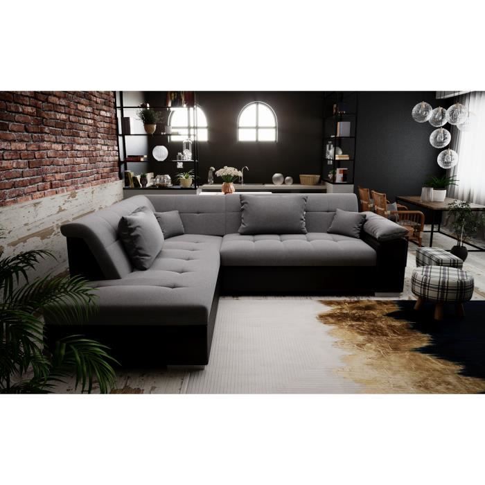 PEYTON - canapé convertible - angle gauche - gris - Cdiscount Maison