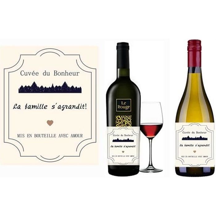 20PCS Etiquette vin annonce naissance ,Annonce grossesse , Etiquette de  bouteille personnalisable, La Famille s'agrandit!