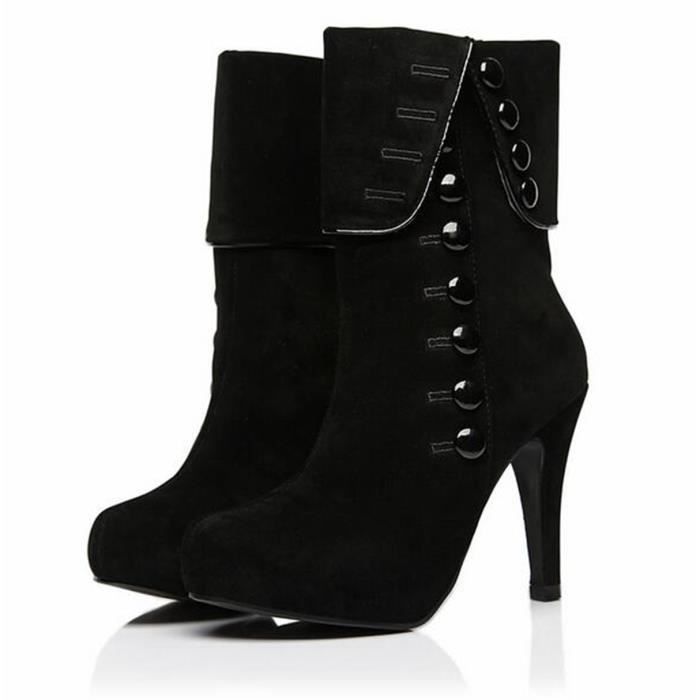 Bottes Cheville Talons Mid Gris SOLE DIVA - Taille UK 8 Large - Nœud Décoratif